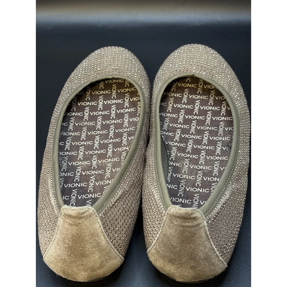 Vionic Ballet Flats Womens Size 8 Brown Sparkly Arch‎ Support Comfort Shoes